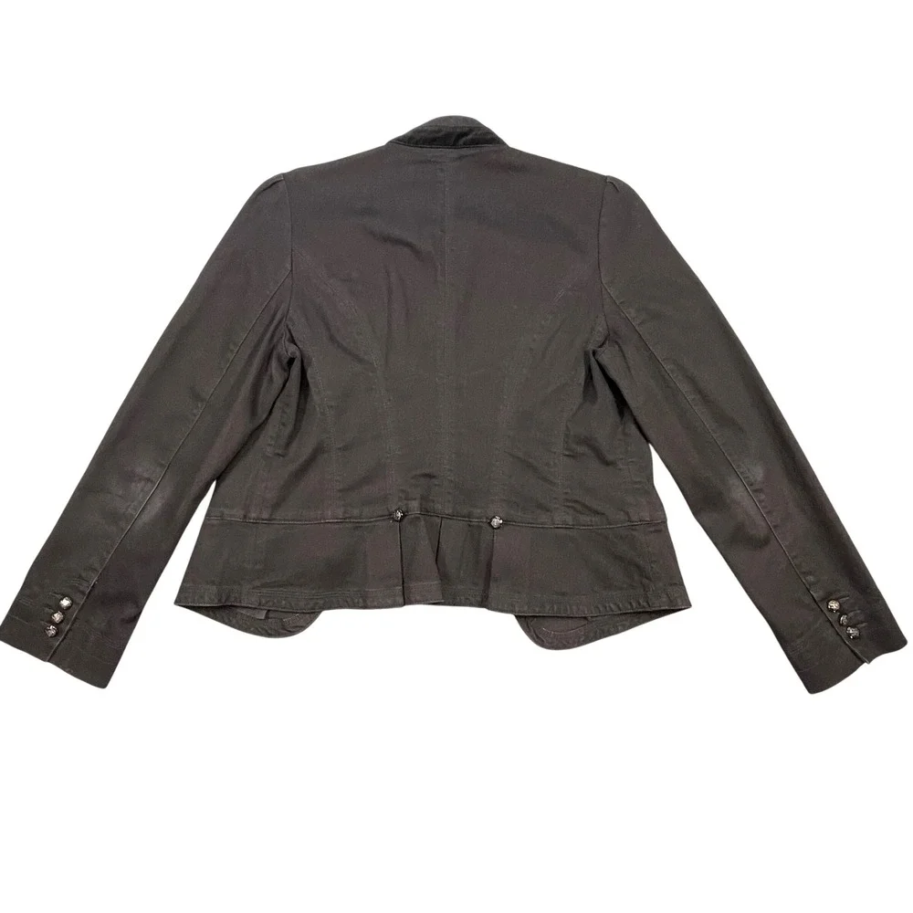 Lauren Ralph Lauren Black Velvet Trim Military Blazer Jacket Women 12